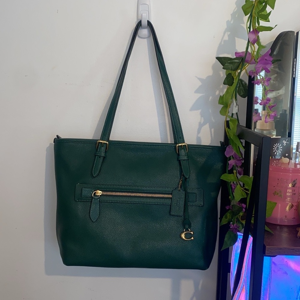 Coach Taylor pebbled leather tote - pine Green - Picture 4 of 16